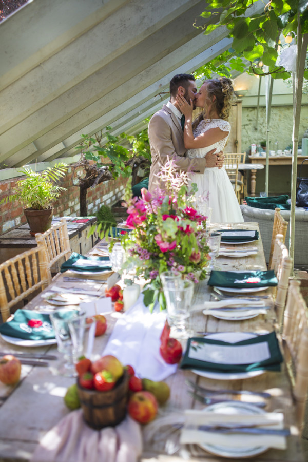 bride and groom at wedding reception