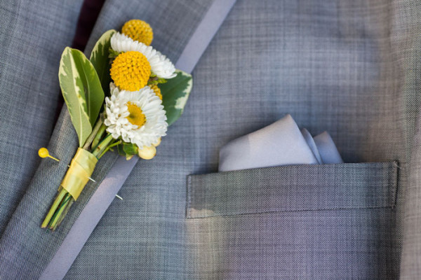 yellow groom buttonhole