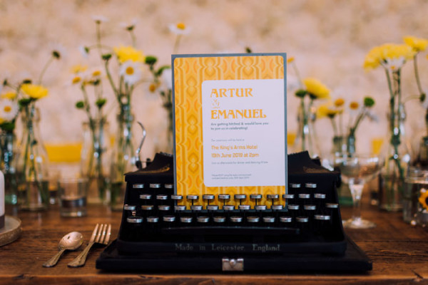 yellow wedding invitation