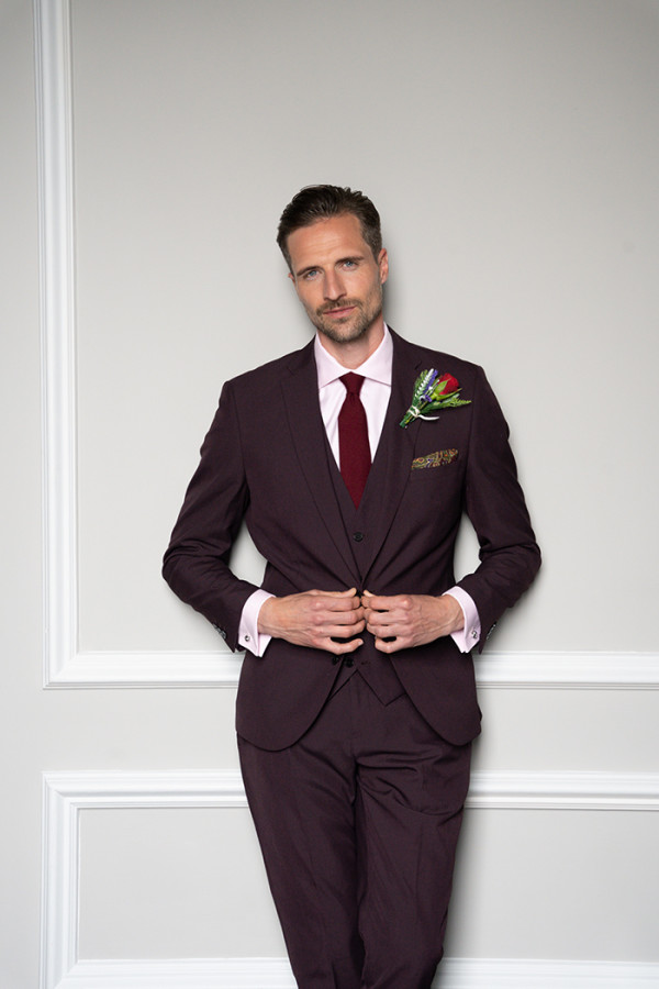 Slater Menswear Ventura burgundy suit