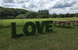 Outside with LOVE letters