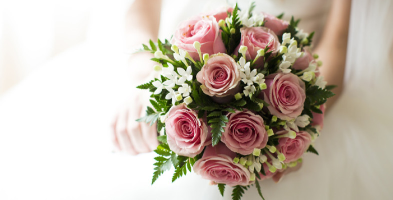 Pink rose bridal bouquet