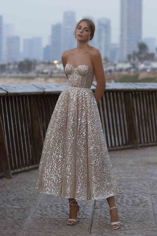 Berta gold wedding dress