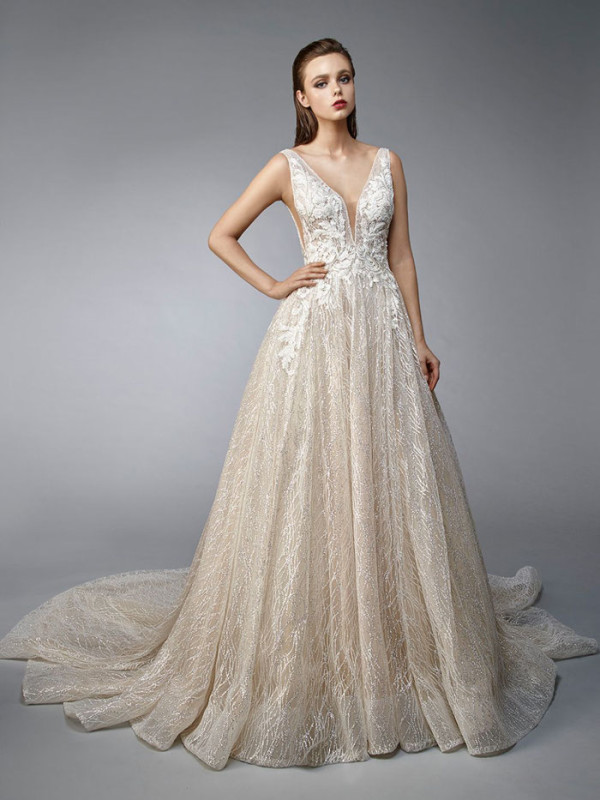 Enzoani champagne wedding dress