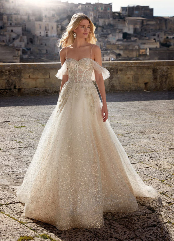 Nicole Milano gold wedding dress