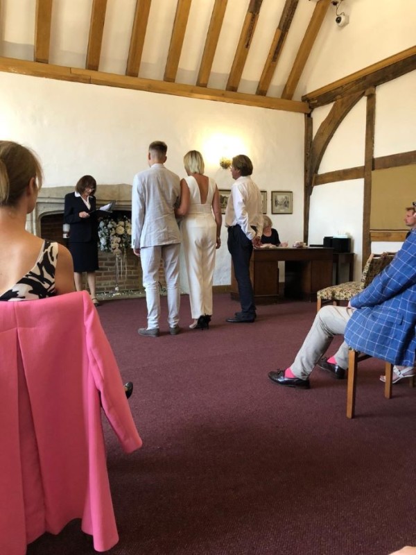 Civil ceremony wedding couple in Kent